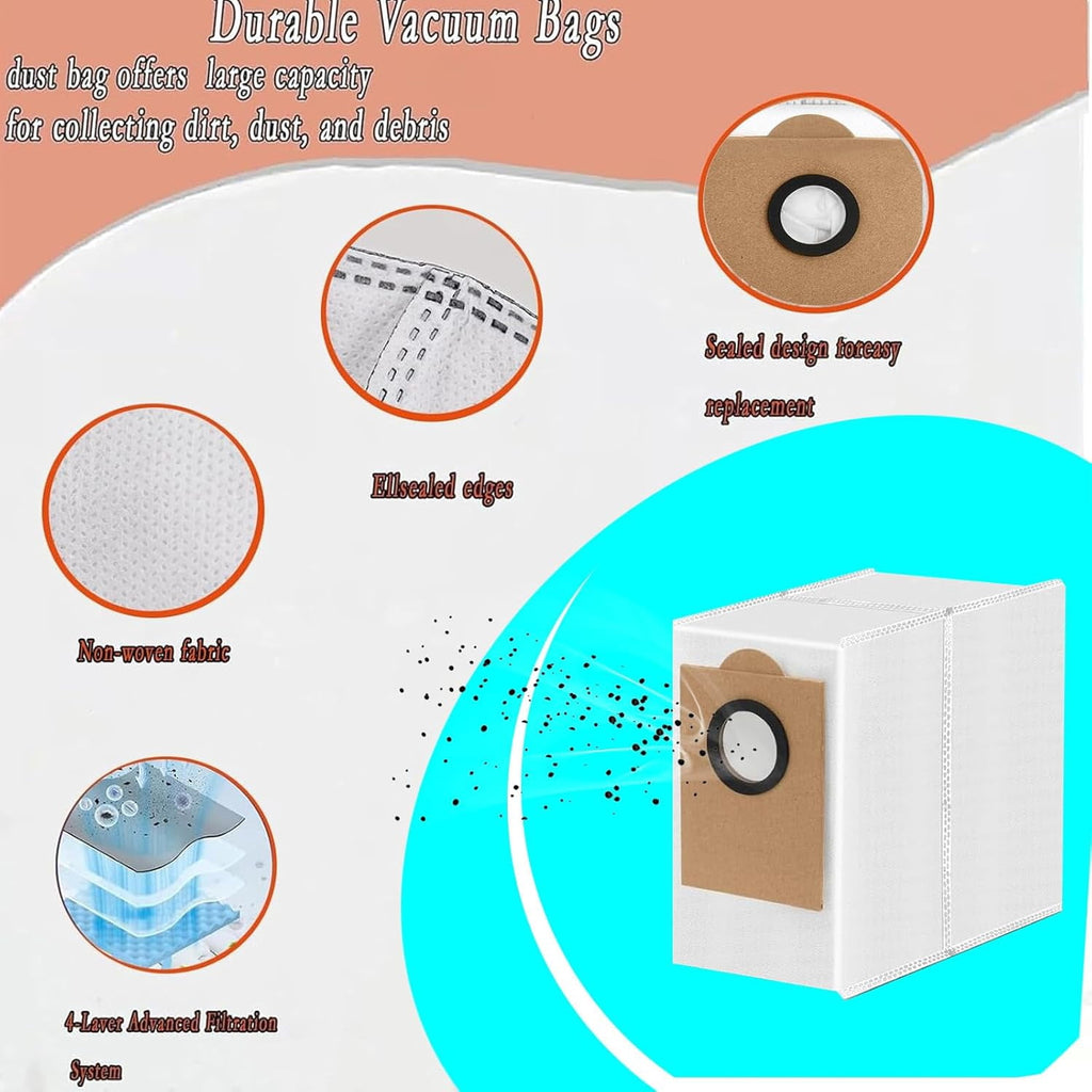 Replacement Parts for Lefant M3 Robot Vacuum Cleaner Accessories kit, 17Pcs 1 Main Brush 4 HEPA Filter 4 Mop Pad 4 Dust Bag 4 Side Brush$$Household Cleaning Products & Supplies