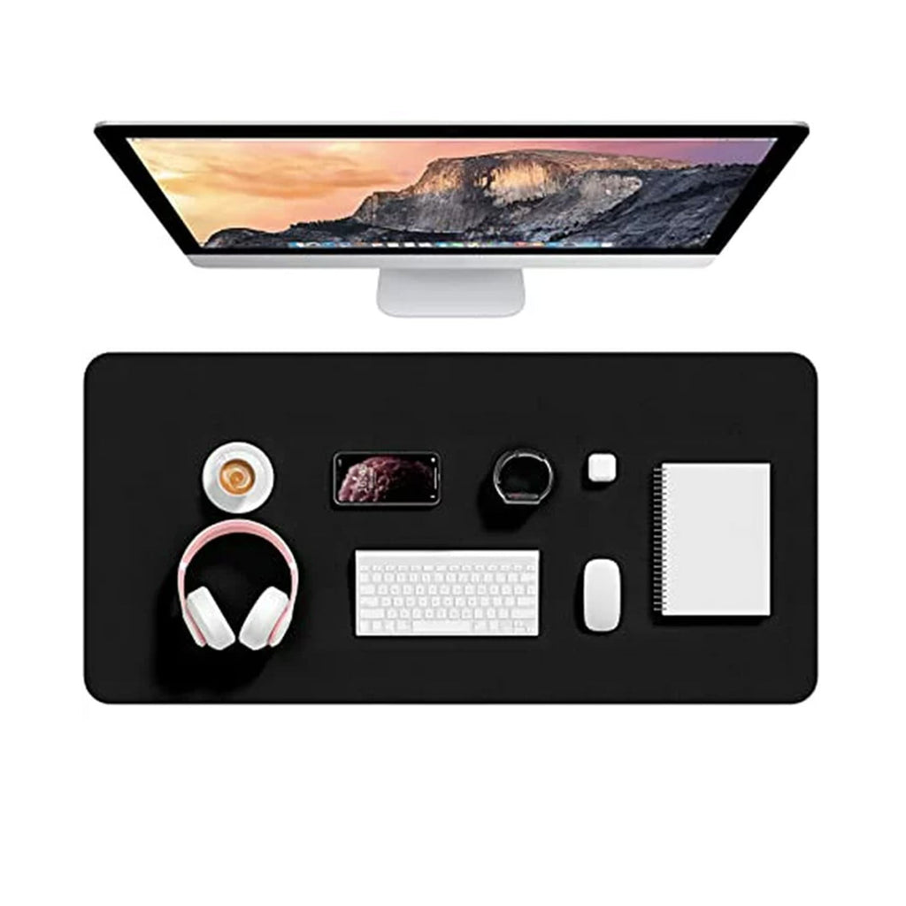 Leather Desk Pad Protector, Office Desk Mat, Large Mouse Pad, Non-Slip PU Leather Desk Blotter, Laptop Desk Pad, Waterproof Desk Writing Pad for Office and Home, 31.5x15.7 31.5" x 15.7" Black