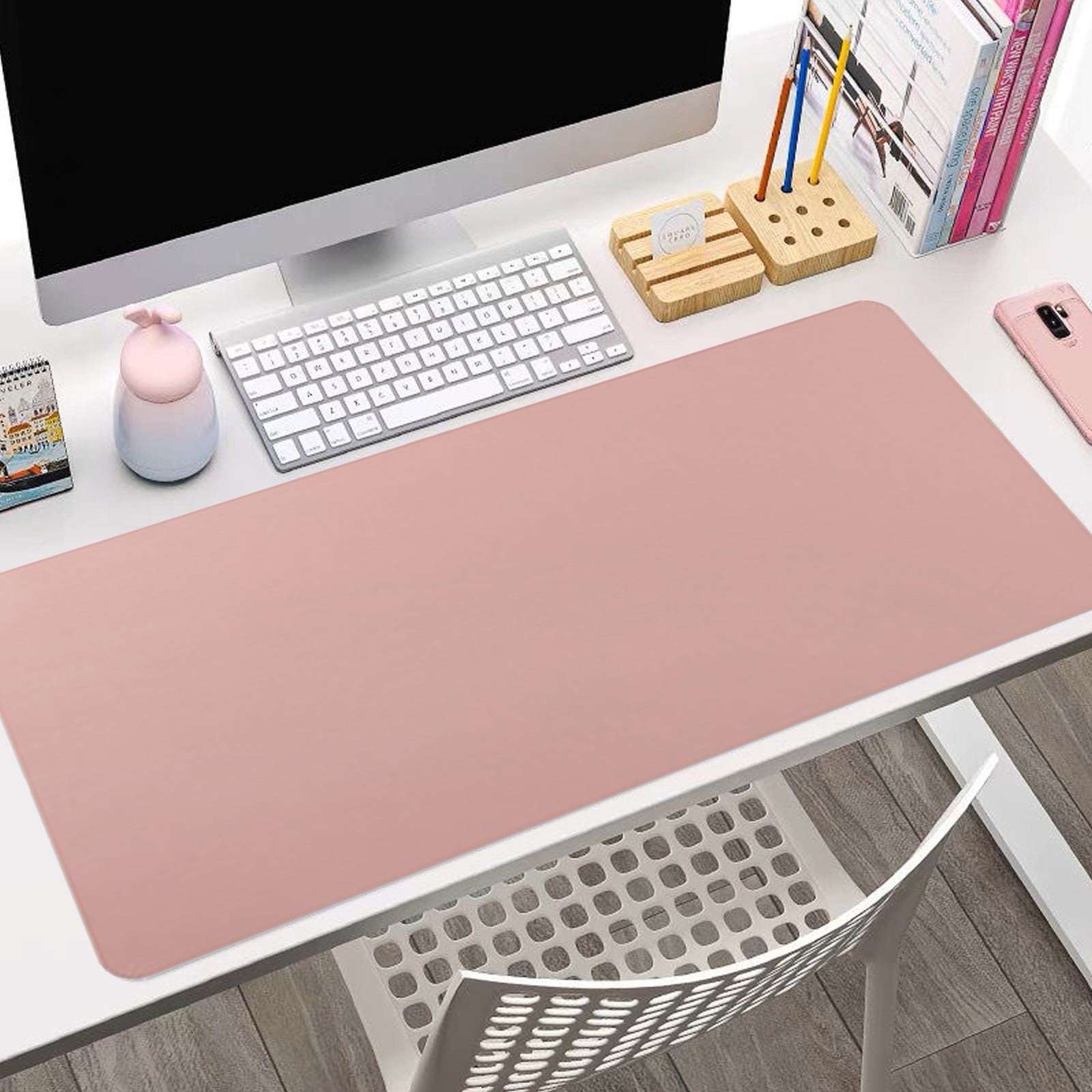 Leather Desk Pad Protector, Office Desk Mat, Large Mouse Pad, Non-Slip PU Leather Desk Blotter, Laptop Desk Pad, Waterproof Desk Writing Pad for Office and Home, 31.5x15.7 31.5" x 15.7" Pink