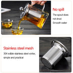 Glass Teapot with Stainless Steel Infuser & Lid, Borosilicate Glass Tea Kettle Stovetop Safe, Blooming & Loose Leaf Teapot,Glass Square Pot (350ML/12oz) 350ML/12oz Clear