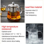 Glass Teapot with Stainless Steel Infuser & Lid, Borosilicate Glass Tea Kettle Stovetop Safe, Blooming & Loose Leaf Teapot,Glass Square Pot (350ML/12oz) 350ML/12oz Clear