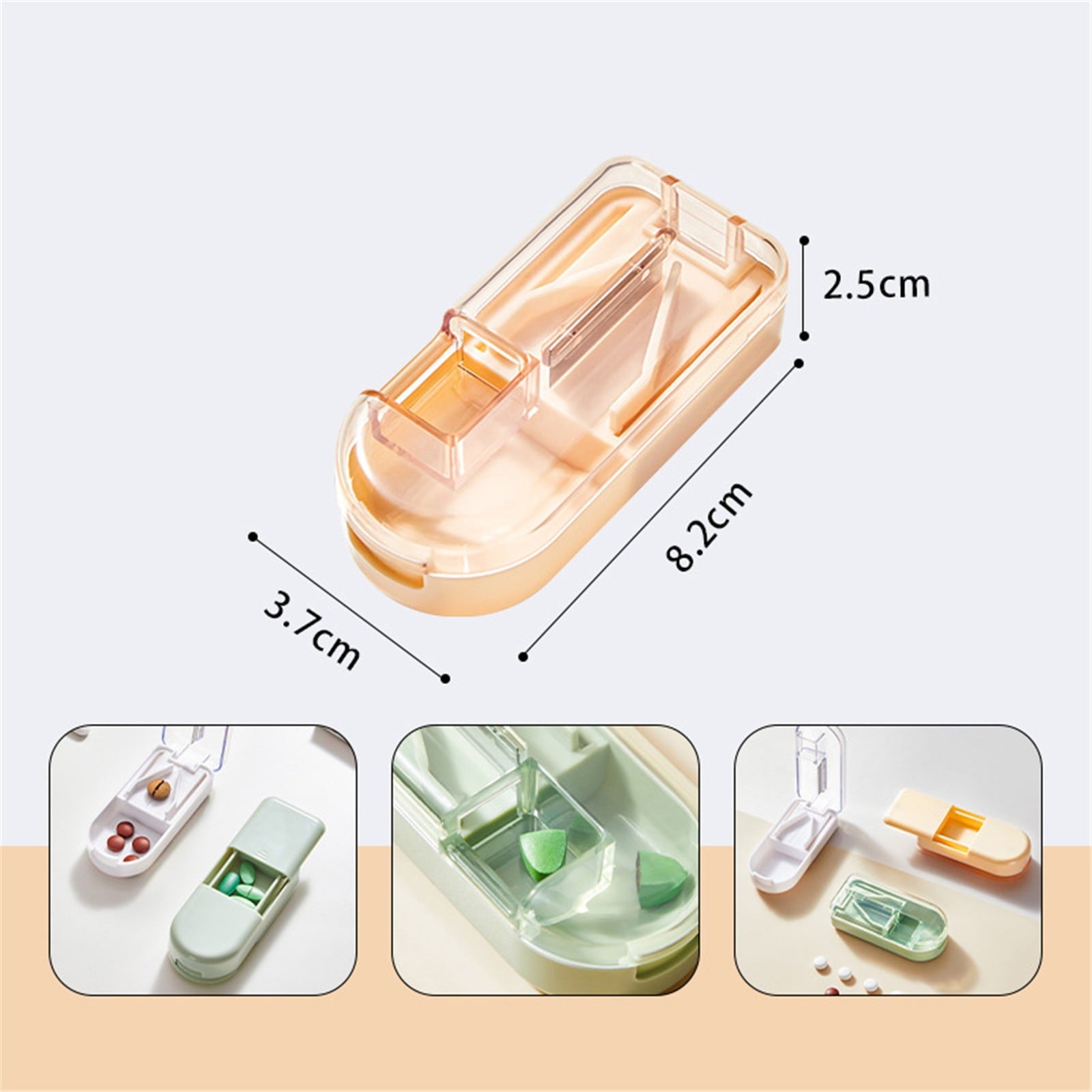 3-in-1 Pill Crusher and Pill Cutter with Storage Compartment for Tablets, Pill Grinder Fine Powder, Pill Cutter Splitter for Small or Large Pills, 1.57x2.36 3.23" x 1.46" x 0.98" Green