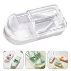 3-in-1 Pill Crusher and Pill Cutter with Storage Compartment for Tablets, Pill Grinder Fine Powder, Pill Cutter Splitter for Small or Large Pills, 1.57x2.36 3.23" x 1.46" x 0.98" White