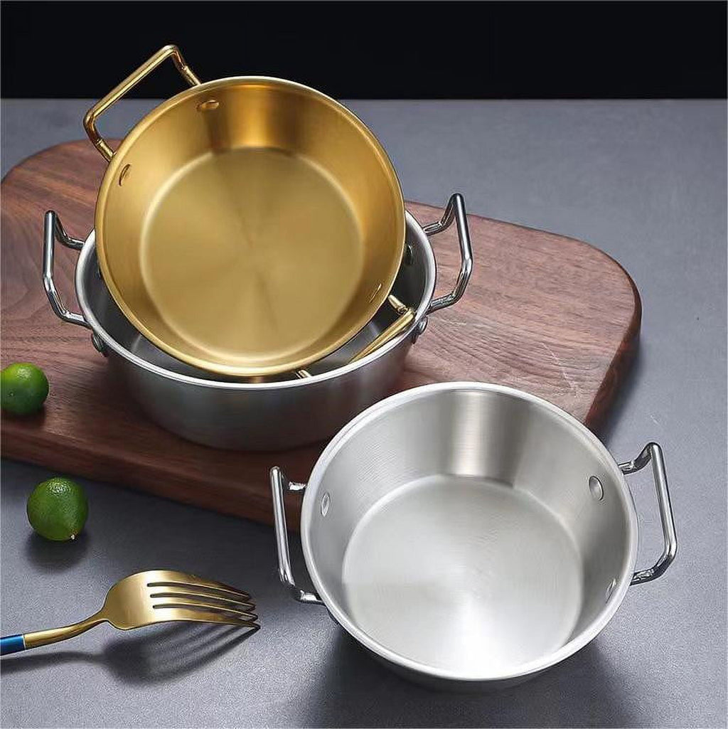 Stainless Steel Soy Sauce Dishes,Sauce Dish Metal Popcorn Pot reusable,Golden Dipping Bowl with Handle Individual Round Seasoning Bowls Serving Dishes for Sushi,Side Dishes,Dessert,Tomato Sauce Gold