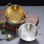 Stainless Steel Soy Sauce Dishes,Sauce Dish Metal Popcorn Pot reusable,Golden Dipping Bowl with Handle Individual Round Seasoning Bowls Serving Dishes for Sushi,Side Dishes,Dessert,Tomato Sauce Silver