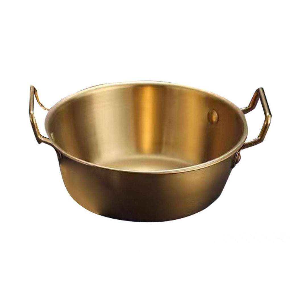 Stainless Steel Soy Sauce Dishes,Sauce Dish Metal Popcorn Pot reusable,Golden Dipping Bowl with Handle Individual Round Seasoning Bowls Serving Dishes for Sushi,Side Dishes,Dessert,Tomato Sauce gold 17cm