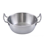 Stainless Steel Soy Sauce Dishes,Sauce Dish Metal Popcorn Pot reusable,Golden Dipping Bowl with Handle Individual Round Seasoning Bowls Serving Dishes for Sushi,Side Dishes,Dessert,Tomato Sauce silvery 17cm