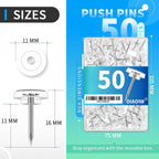 100 Pcs Push Pins Tacks, Thumb Tacks for Wall, Clear Plastic Head, Steel Point, Decorative Push Pins, Standard Thumb Tacks for Bulletin Board, Corkboard, Map, Calendar, Photo, Home, Office(Clear) Clear(150PC)