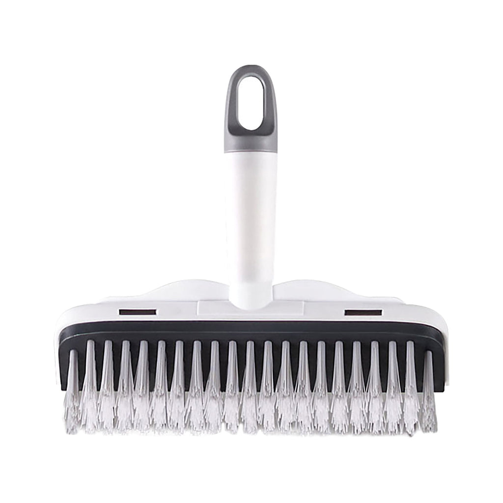Floor Scrub Brush with Long Handle,2 in 1 Stiff Bristle Brush & Squeegee Broom for Floor,Bathroom,Tile,Wall Cleaning Tool,Push Scrubber for Shower,Deck,Garage A