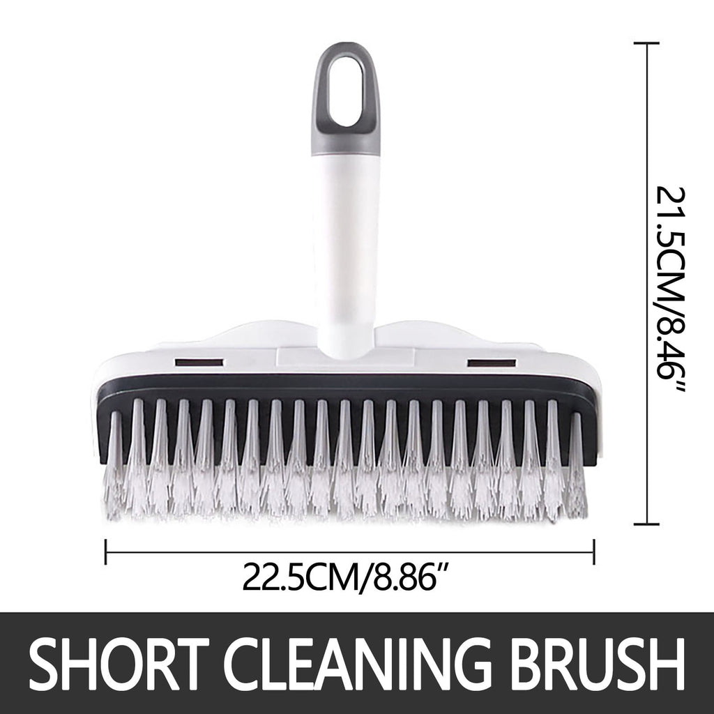 Floor Scrub Brush with Long Handle,2 in 1 Stiff Bristle Brush & Squeegee Broom for Floor,Bathroom,Tile,Wall Cleaning Tool,Push Scrubber for Shower,Deck,Garage A