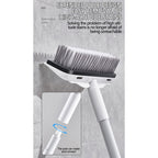 Floor Scrub Brush with Long Handle,2 in 1 Stiff Bristle Brush & Squeegee Broom for Floor,Bathroom,Tile,Wall Cleaning Tool,Push Scrubber for Shower,Deck,Garage A
