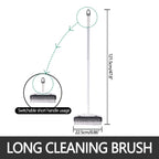 Floor Scrub Brush with Long Handle,2 in 1 Stiff Bristle Brush & Squeegee Broom for Floor,Bathroom,Tile,Wall Cleaning Tool,Push Scrubber for Shower,Deck,Garage B