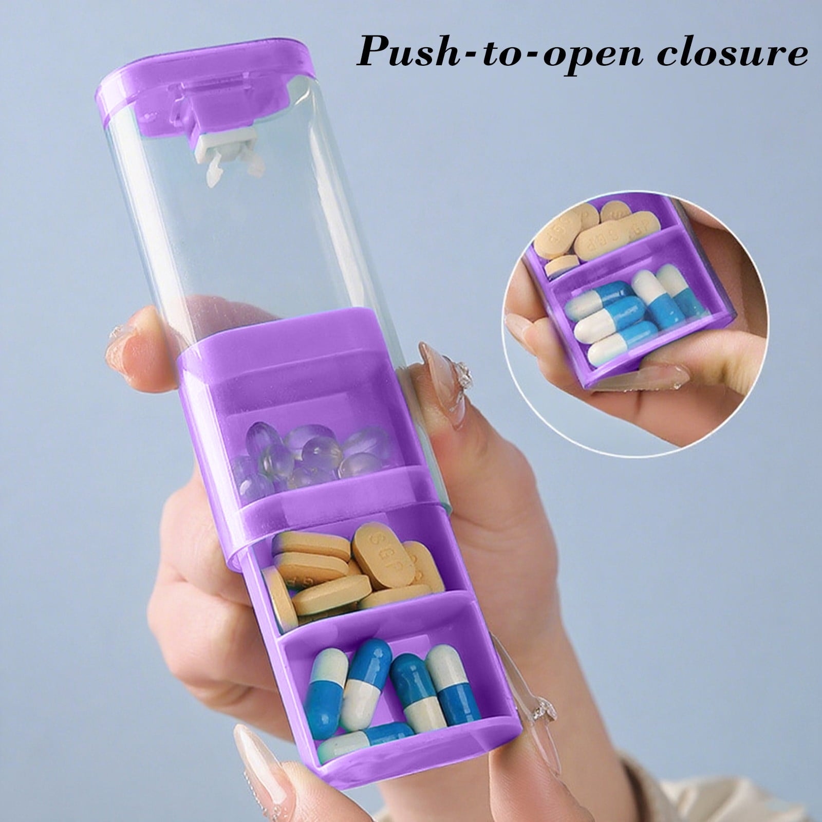 Large Pill Organizer, Pill Box 3 Day, Daily Pill Organizer, 3 Compartments Big Pill Case, for Supplements Jumbo Pill Holder, for Vitamins Huge Medicine Organizer 3 Times a Day Blue