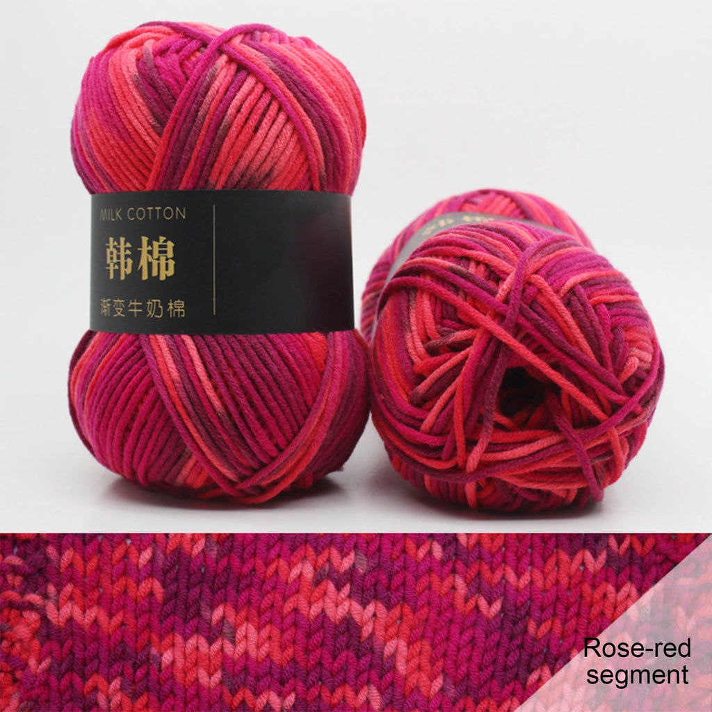 Cotton Yarn - Multicolor Rainbows Yarn,50 gram Skeins,26 Colors Available,7 Strands Of Combed Milk Cotton Crocheting Yarn for Knitting,Crochet,Weaving,Arts & Crafts - Fiesta #M - Rose