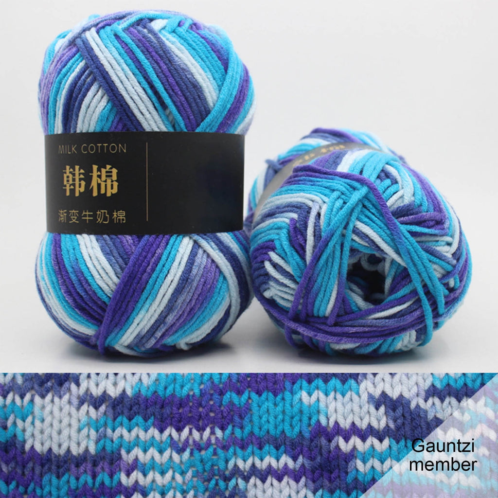 Cotton Yarn - Multicolor Rainbows Yarn,50 gram Skeins,26 Colors Available,7 Strands Of Combed Milk Cotton Crocheting Yarn for Knitting,Crochet,Weaving,Arts & Crafts - Fiesta #R - Blue Purple