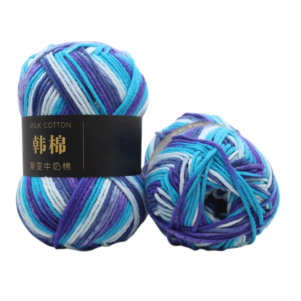 Cotton Yarn - Multicolor Rainbows Yarn,50 gram Skeins,26 Colors Available,7 Strands Of Combed Milk Cotton Crocheting Yarn for Knitting,Crochet,Weaving,Arts & Crafts - Fiesta #R - Blue Purple