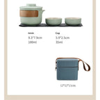 Mini Travel Ceramic Tea Pot Set Kung Fu Teapot, 1 Pot 2 Cups Porcelain Teacup with Tea Infuser Portable Bag for Outdoor Picnic Hotel