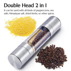 2 in 1 Salt and Pepper Grinder with Adjustable Ceramic Rotor, Manual dual headStainless Steel Salt Grinders and Pepper Mill for Kitchen, Outdoor Barbecue（Single cell 70ml）