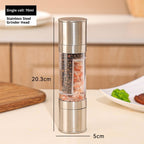 2 in 1 Salt and Pepper Grinder with Adjustable Ceramic Rotor, Manual dual headStainless Steel Salt Grinders and Pepper Mill for Kitchen, Outdoor Barbecue（Single cell 70ml）