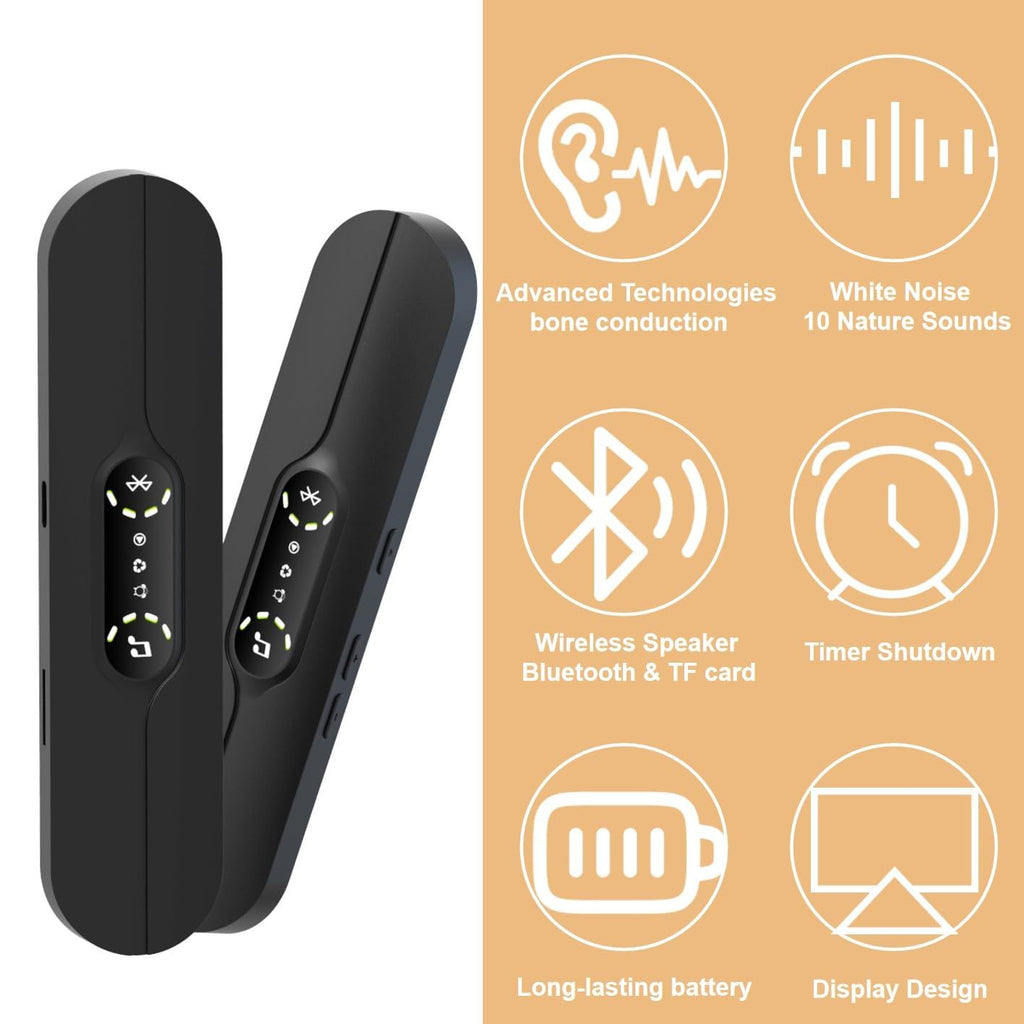 Pillow Speakers for Sleeping,Portable Bluetooth Speaker with Bone Conduction, 10 White Noises, Display, Volume Control,  black