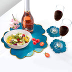 Silicone Resin Molds, 1PCS Large Resin Tray Mold and 5PCS Coaster Molds for Resin Casting, Flower Shape Epoxy Resins Casting Molds for, Home Decoration, Table Wine Tray-6 PCS