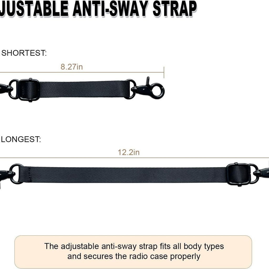 Radio Strap Holster With an Adjustable, Widened Shoulder Strap Featuring 3M Reflective Strips, a Mic Clip, and an Anti-Sway Design – A Secure Carrying System for Small/Medium Radio