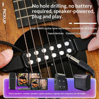 12 Soundhole Acoustic Guitar Pickup Electric Transducer Magnetic Preamplifier with Capo & 10 FT Audio Cable