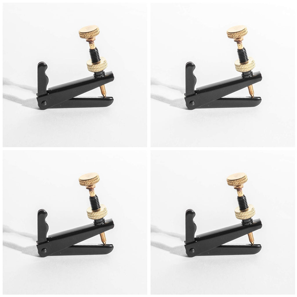 4Pack Violin Fine Tuners for 4/4-3/4 Violin Metal String Adjuster Nickel Plated Anti Rust (Black + Gold)