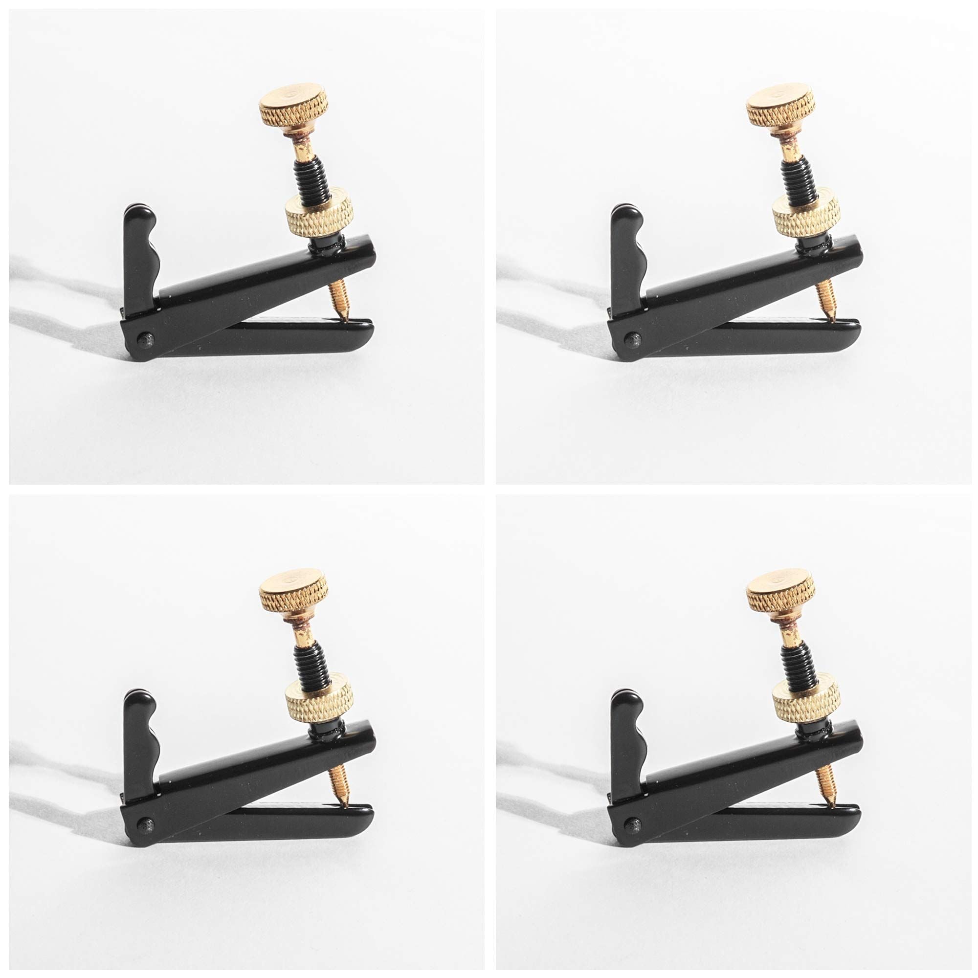 4Pack Violin Fine Tuners for 4/4-3/4 Violin Metal String Adjuster Nickel Plated Anti Rust (Black + Gold)