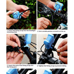 140dB Electric Bike Horn with Headlight, 2 in 1 Bicycle Horn 5 Sound Modes USB-C Rechargeable, Bike Bell with Large Range Floodlight Bike Horn for Adults Kids Bike Scooter