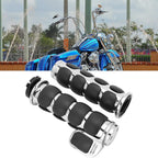 2.5cm Motorcycle Handlebar Hand Grips w/Throttle Compatible Street Bike Dirt Bike Cruiser and Chopper (Sliver Flat Angle)