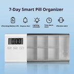 Portable Pill Organizer with Sound Flashing Light and Vibration Alarm, Weekly Pill Dispenser, Countdown Timer, Pill Box Large Capacity Medicine Organizer