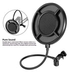 2-layer  Anti spray net for Other Mic, Upgraded Metal Microphone Pop Filter Windscreen with Flexible 360°Gooseneck