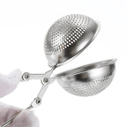 2 Pcs Snap Tea Ball Infuser with Handle, Loose Tea Steeper, Stainless Steel Tea Strainer for Brew Loose Leaf Tea, Silver
