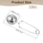 2 Pcs Snap Tea Ball Infuser with Handle, Loose Tea Steeper, Stainless Steel Tea Strainer for Brew Loose Leaf Tea, Silver