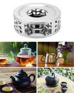 2pcs Stainless Steel Teapot Warmer, Tea Warmer for Teapot, Silver Color  hot tea stove, hot coffee stove, and tea warmer base