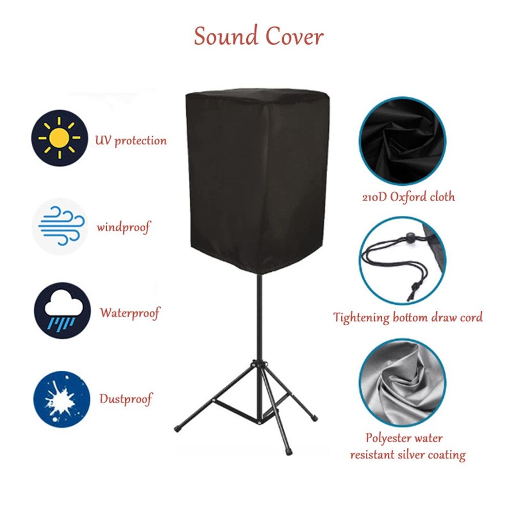 15 Inch Outdoor Speaker Cover - Upright Speaker Protective Cover, Sunscreen Waterproof Audio Dust Protection Bag (Black)