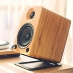Tilted Desktop Speaker Stands for Large Bookshelf Speakers & Full-Size 5”-7” Studio Monitors | Supports 20 lbs | Damping Foam Padding  （Black  a pair）