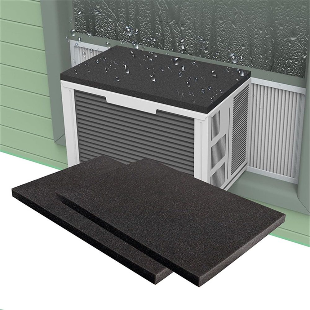 Air Conditioner Drip Cushion Black & Removable AC Rain Cover with Magnetic Pad for Window AC Units,Stops The Noise from Raining(Black 2pcs)