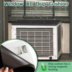 Air Conditioner Drip Cushion Black & Removable AC Rain Cover with Magnetic Pad for Window AC Units,Stops The Noise from Raining(Black 2pcs)