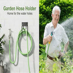 Black Metal Garden Hose Holder - Wall Mounted Water Hose Holder - Hose Hanger Heavy Duty for Water Hose Extension Cords Vacuum Hose (1 Pack)