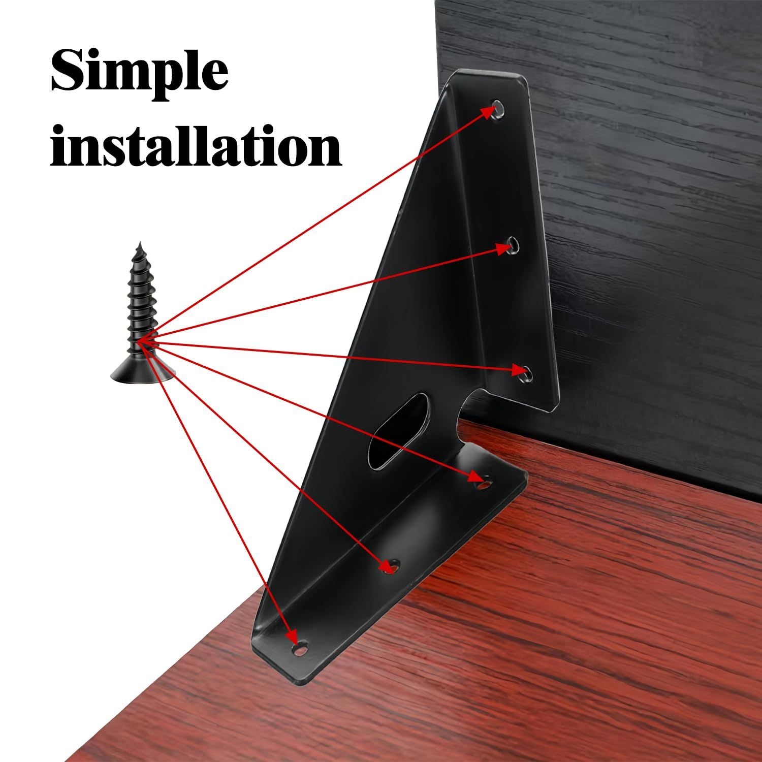 Heavy Duty Gusset Joints 4 Pcs,  Bracket Corner Brace Bracket Fasteners, Furniture Shelf Support Joint Fasteners for Table, Cabinet Bed Stabilization (Black) 86mm x 86mm