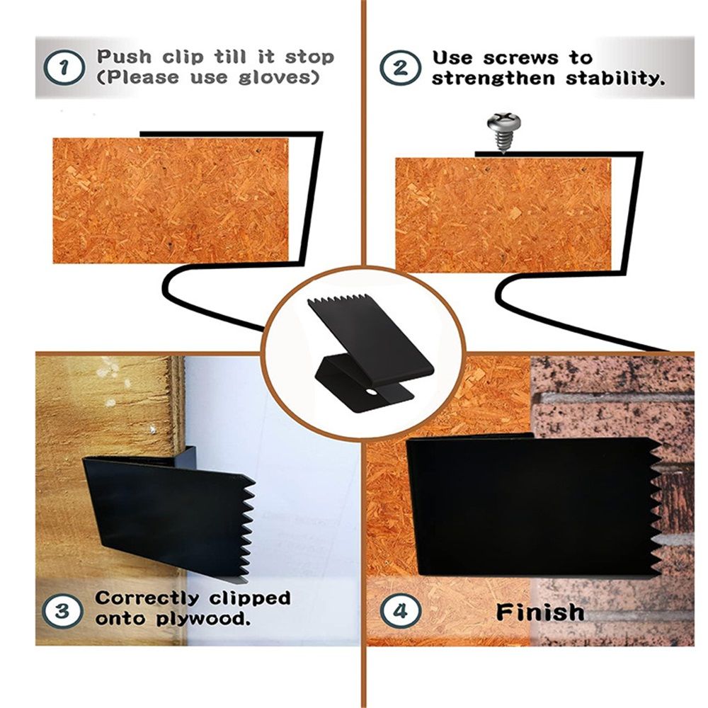 Hurricane Window Board-Up Clips Universal and Reusable Hurricane Storm Plywood Clips for Windows with Door Handles and Screws 1/2 inch 16 Pack (1/2")