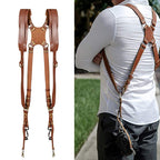 Camera Strap,Camera Straps for Photographers,Leather Dual Camera Strap for Two Cameras (Brown) Dual Camera Harness Strap with Padded for Two Cameras