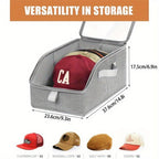 Hat Storage for Baseball Caps,2 PCS Stackable Hat Storage Boxes holds up to 24 Caps Hat Organizer for Closet, Sturdy Snapback Hat Boxes for Women&Men with Clear Window, Grey（excluding hats）