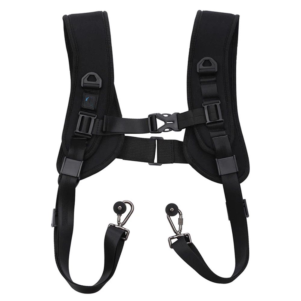 Dual Camera Shoulder Harness Quick Release Double Camera Tether Strap Soft Pad Decompression Strap Belt With 1/4 inch Screw for DSLR SLR Cameras