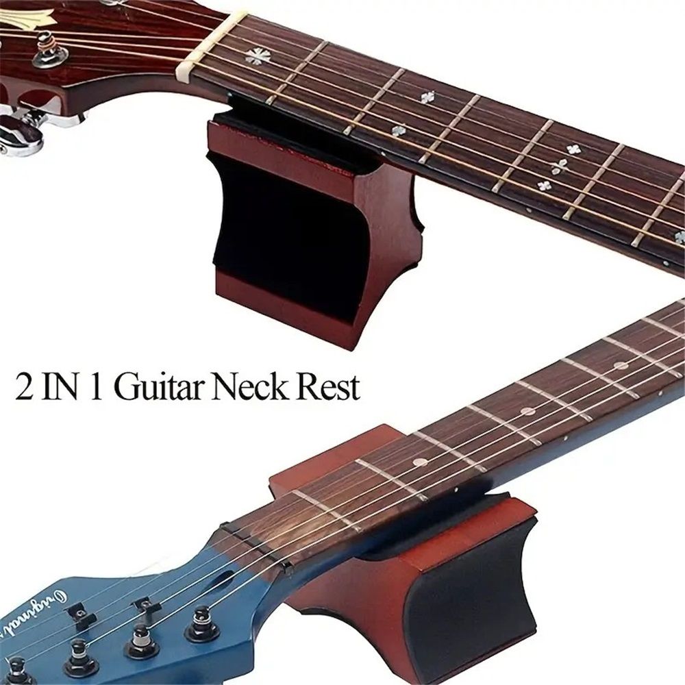 Guitar Neck Rest, Electric Acoustic & Bass Guitar Support Pillow for Changing Strings, String Instrument Wooden Neck Craddle, Luthier Repair Setup Burgundy