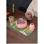 7pcs Matcha Whisk Set- Matcha Set includes Matcha Whisk and Bowl with Spout, Sifter, Holder and Scoop- The Perfect Bamboo Whisk for Matcha Tea (Pink Flowers)