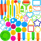 44 Clay Tools Set for Kids, Clay Accessories with Various Plastic Molds, Rolling Pins, Cutters Dough Accessories Includes Cutters Roller, Rolling Pins