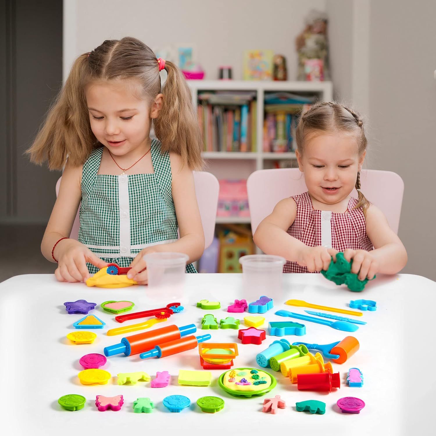 44 Clay Tools Set for Kids, Clay Accessories with Various Plastic Molds, Rolling Pins, Cutters Dough Accessories Includes Cutters Roller, Rolling Pins